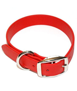 Regal Dog Products Large Red Waterproof Dog collar with Heavy Duty Double Buckle D Ring Vinyl coated, custom Fit, Adjustable Pet collars comes in Other Sizes for Puppy, Small and Medium Dogs