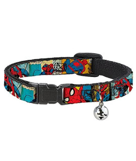 Cat Collar Breakaway Spider Man Comic Strip 8 to 12 Inches 0.5 Inch Wide