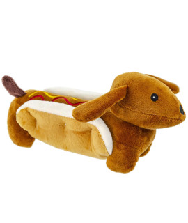 Giftable World 10 Inch Plush Pet Toy Dog in a Bun Hotdog with Squeaker