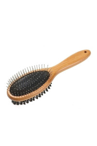 KylePet Dog Brush, Double Sided Pet Slicker Brush with Bamboo Handle for Dogs and cats Long Hair Pets grooming comb for Removing Shedding, Tangles and Dead Undercoat