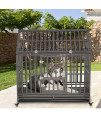 KELIXU 48" Heavy Duty Dog Crate Large Dog cage Dog Kennels and Crates for Large Dogs Indoor Outdoor with Double Doors, Locks and Lockable Wheels, Black