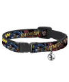 Cat Collar Breakaway Batman Robin in Action Text Burgundy 8 to 12 Inches 0.5 Inch Wide