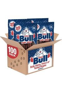 ValueBull Bully Sticks for Dogs, Thick 5-6 Inch, Varied Shapes, 100 Count - All Natural Dog Treats, 100% Beef Pizzles, Single Ingredient Rawhide Alternative