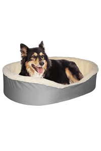 Large Dog Bed King Ortho Cuddler Pet Bed. Large Size 33x23x7 Inches. Removable Machine Washable Cover. Grey/Cream (11133GS)