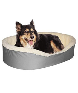 Large Dog Bed King Ortho Cuddler Pet Bed. Large Size 33x23x7 Inches. Removable Machine Washable Cover. Grey/Cream (11133GS)