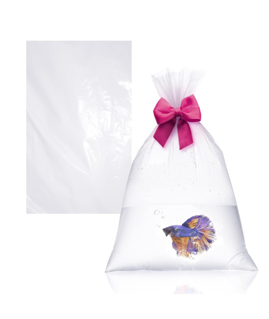 APQ Clear Plastic Fish Bags 12 x 18, Pack of 100 Large Fish Bags for Transporting, 2 Mil Thick Poly & Plastic Packaging Bags, Durable Fish Carrier Bag, Food Grade Poly Clear Plastic Bags for Fish