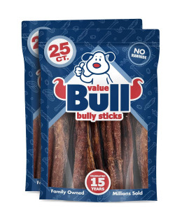 ValueBull Bully Sticks for Dogs, Thick 5-6 Inch, Varied Shapes, 50 Count - All Natural Dog Treats, 100% Beef Pizzles, Single Ingredient Rawhide Alternative