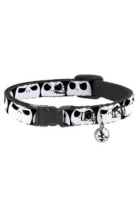 Cat Collar Breakaway Nightmare Before Christmas 7 Jack Expressions Black White 8 to 12 Inches 0.5 Inch Wide