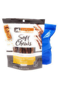 Simply Nourish Soft Chews Dog Treat Sticks, 6oz (Chicken and Cheese: Pack of 2) and Tesadorz Resealable Bags