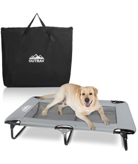 Elevated Dog Cot with Steel Frame - Foldable Raised Play and Rest Bed for Dogs and Cats - Heavy Duty Strong Material - Pet Cot with Bonus Storage Bag (Large 42