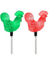 Unique gadgets & Toys Solar Powered Rooster garden Stake Outdoor color change Lights (Set of 2)