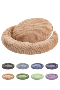 WONDER MIRACLE Fuzzy Deluxe Pet Beds, Super Plush Dog or Cat Beds Ideal for Dog Crates, Machine Wash & Dryer Friendly (24 x 24, Mocha)