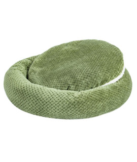 WONDER MIRACLE Fuzzy Deluxe Pet Beds, Super Plush Dog or Cat Beds Ideal for Dog Crates, Machine Wash & Dryer Friendly (24 x 24, Olive Green)