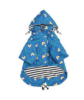 Morezi Dog Zip Up Dog Raincoat With Reflective Buttons, Rainwater Resistant, Adjustable Drawstring, Removable Hood, Stylish Premium Dog Raincoats - Size Xs To Xxl Available - Grid Blue - Xl