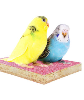 Meric Wooden Bird Platform with Emery Board Top, Pink, Your Bird? Personal Trainer and Manicurist