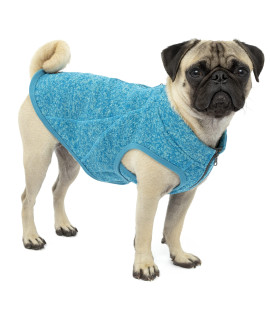 Kurgo K9 Core Dog Sweater | Year-Round Sweater for Dogs | Dog Fleece Vest | Knit Fleece Pet Jacket | Fleece Lining | Lightweight | Zipper opening for Harness | Adjustable neck | Coastal Blue (Small)