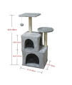 MIAO PAW 1Cat Tree CatTower Cat Condo Cat Furniture Activity Center Kitten Play House Cat Bed Sisal Scratching Posts and Double Platforms Grey