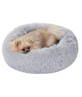 Neekor cat Dog Beds, Soft Plush Donut Pet Bedding Winter Warm Sleeping Round Fluffy Pet calming Bed cuddler for Puppy Dogscats, Size: SmallMediumLarge (Light greyMedium)