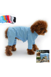 Lovelonglong Four Feet Dog Lightweight Pajamas, Pure Cotton Dog Jumpsuits 4 Legs Dog Onesies T-Shirt Stylish Pjs Puppy Costume For Large Medium Small Dogs Lightblue L
