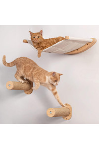 7 Ruby Road Cat Hammock Wall Mounted Cat Shelf With Two Steps - Cat Wall Shelves And Perches For Sleeping, Playing, Climbing, And Lounging - Modern Cat Bed Furniture For Large Cats Or Kitty
