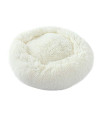 Round Cat and Dog Cushion Bed Luxury Shag Fur Donut Pet Bed Self-Warming Indoor Pet Pillow Cuddler Extra Soft Comfortable Pet Bed Sofa Plush Cats Dogs Nest Bed Cushions (60CM,White)