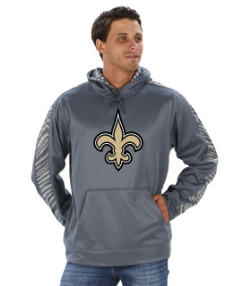 Officially Licensed Zubaz Mens NFL NFL Mens Pullover Hoodie, gray, New Orleans Saints, Size Small