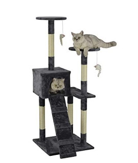 Homessity 51" Econommical Cat Tree Condo with Sisal Covered Posts, Gray
