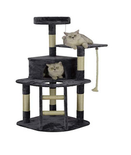 Homessity 49" Econommical Cat Tree Condo with Sisal Covered Posts, Gray