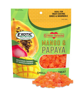 Mango & Papaya Treat (4.5 oz.) - Healthy Natural Dried Fruit Treat - For Sugar Gliders, Hedgehogs, Prairie Dogs, Chinchillas, Monkeys, Squirrels, Skunks, Parrots, Degus, Marmosets & Other Small Pets