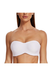 Meleneca Womens Strapless Bra For Large Bust Minimizer Unlined Bandeau With Underwire White 32C