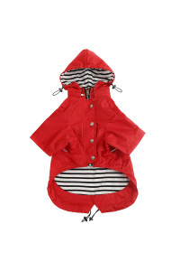 Morezi Dog Zip Up Dog Raincoat With Reflective, Rainwater Resistant, Adjustable Drawstring, Removable Hood, Stylish Premium Dog Raincoats - Red - Large