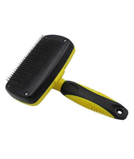Wxqkd Pet Self-Cleaning Needle Combprofessional Self Cleaning Slicker Brush For Pets (Dogs Cats)Reduces Shedding And Eliminate Mats Tangles And Hairballsyellow