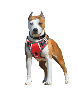 Big Dog Harness No Pull Adjustable Pet Reflective Oxford Soft Vest for Large Dogs Easy control Harness (L, Red)