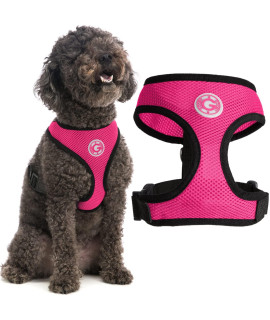 Gooby Soft Mesh Dog Harness - Flamingo Pink, Large - All Weather Mesh Head-in Small Dog Harness with D Ring Leash - Perfect on The Go Breathable Dog Harness for Medium Dogs No Pull and Small Dogs