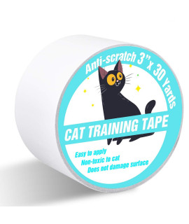 Polarduck Anti cat Scratch Tape, 3 inches x 30 Yards cat Training Tape, 100 Transparent clear Double Sided cat Scratch Deterrent Tape, Furniture Protector for couch, carpet, Doors, Pet Kid Safe