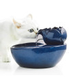 Aolnv Lotus Cat Water Fountain, Automatic Ceramic Drinking Fountain For Pets,Easy To Clean, 508 Oz Water Capacity (Blue)