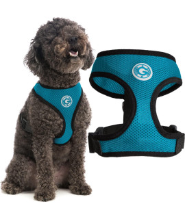 Gooby Soft Mesh Dog Harness - Turquoise, Medium - All Weather Mesh Head-in Small Dog Harness with D Ring Leash - Perfect on The Go Breathable Dog Harness for Medium Dogs No Pull and Small Dogs