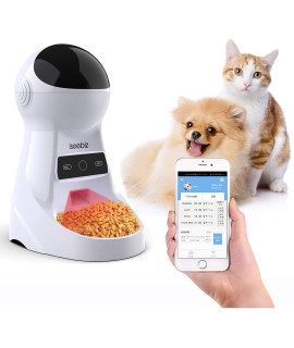 Iseebiz Smart Pet Feeder Automatic Cat Dog Feeder 3L Wifi App Control Food Dispenser 8 Meals Per Day Voice Record Remind Portion Control Timer Programmable Ir Detect For Medium Small Cats Dog