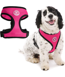 Gooby Soft Mesh Dog Harness - Flamingo Pink, Medium - All Weather Mesh Head-in Small Dog Harness with D Ring Leash - Perfect on The Go Breathable Dog Harness for Medium Dogs No Pull and Small Dogs