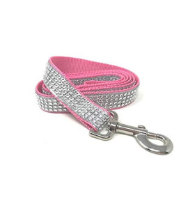 Big Pup Pet Fashion Fancy, Bling, Sparkly, Light Pink Rhinestone Dog Collar for Girls, Females (S Leash 3/4" X 5 Foot)