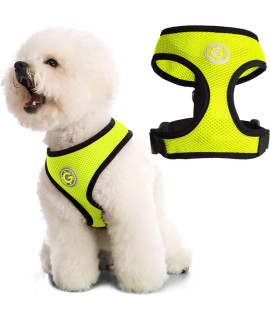 Gooby Soft Mesh Dog Harness - Lime, Small - All Weather Mesh Head-in Small Dog Harness with D Ring Leash - Perfect on The Go Breathable Dog Harness for Medium Dogs No Pull and Small Dogs