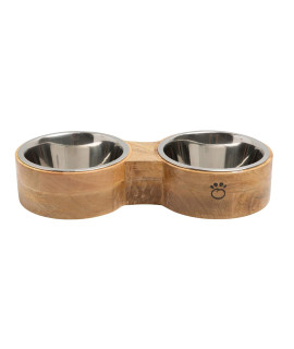 Brave Bark Figure 8 Feeder - Premium Dog and Cat Double Bowl Comes with 2 Stainless Steel Inserts Perfect for Food and Water (Medium)
