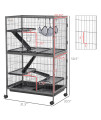 PawHut 50" H Rolling Small Animal Cage with Hammock, Big Steel Ferret Cage, Chinchilla Cage, Sugar Glider Cage, with 4 Doors, Removable Tray