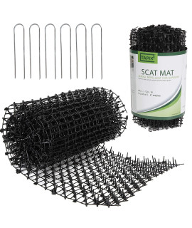 Tapix cat Scat Mat with Spikes Digging Stopper (8 ft) Anti-cat Network cat Strips, cat Deterrent Mat for Indoor and Outdoor with 6 Staples