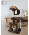 FISH&NAP US01KF Cute Cat Tree for Indoor Cat Tower Cat Condo Sisal Scratching Posts with Jump Platform and Cat Ring Cat Furniture Activity Center Kitten Play House Coffee