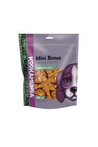 Kookamunga Mini Bones 60 Count, Long-Lasting Rawhide Artificial Chicken Flavor Chew for Small Dogs