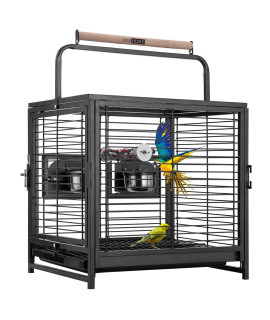 VIVOHOME 19 Inch Wrought Iron Bird Travel Carrier Cage for Parrots Conures Lovebird Cockatiel Parakeets Black