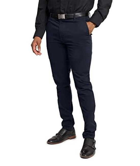 Victorious Mens Basic Casual Slim Fit Stretch Chino Pants Dl1250 - Navy - 3032 - L