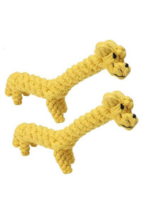 2Pcs Cotton Rope Knitted Giraffe Shape Teeth Cleaning Protection Biting Chewing Toys for Pets Dogs