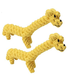 2Pcs Cotton Rope Knitted Giraffe Shape Teeth Cleaning Protection Biting Chewing Toys for Pets Dogs